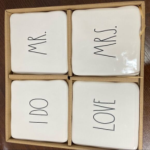 Rae Dunn artisan collection 4pc coaster set Bridal - Picture 3 of 7